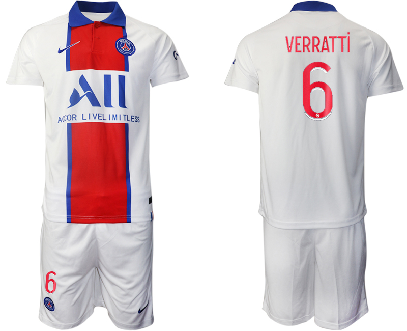 Men 2020-2021 club Paris St German away #6 white Soccer Jerseys